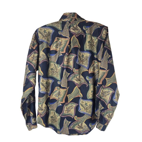 Vintage 90s Duck Print Button Down Blouse | Baroque Preppy | Size 6 - Picture 2 of 9